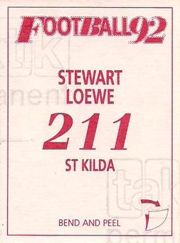 1992 Select AFL Stickers #211 Stewart Loewe Back